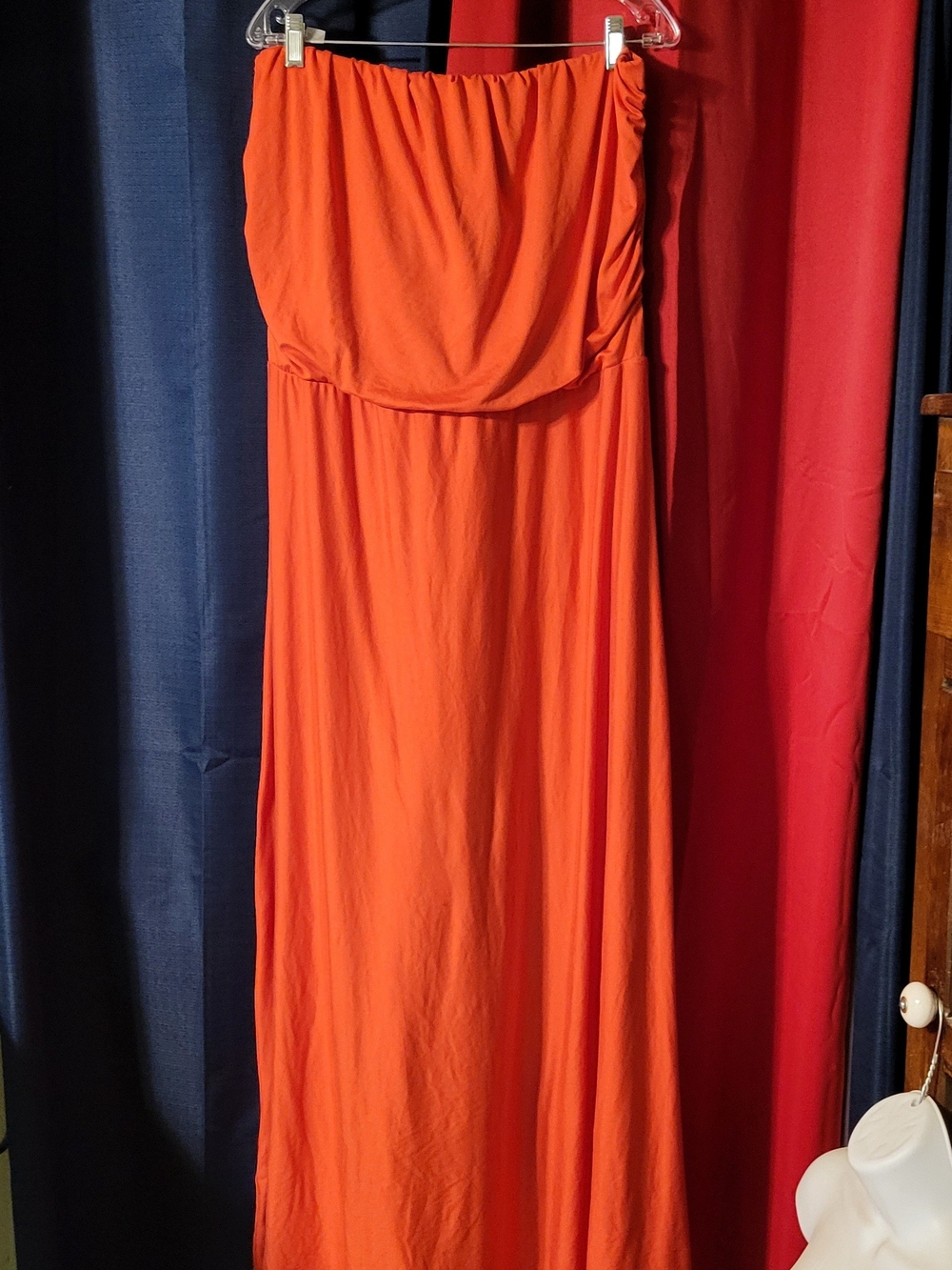 Absolutely Love It Strapless Maxi Dress in Bright Orange 3x